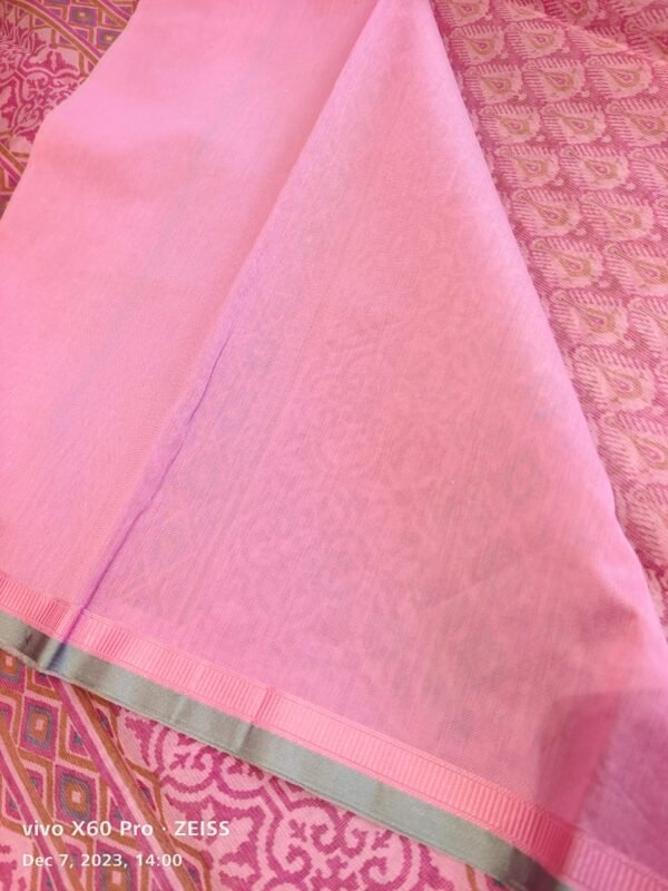 Pink Supernet Saree - Image 2