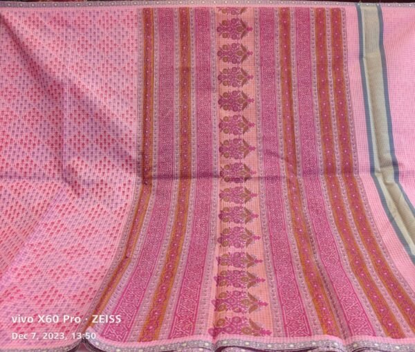 Pink Supernet Saree