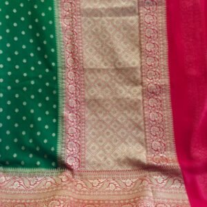 Green and Pink Banarasi Kaddi Georgette Silk Saree