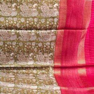 RED BOUDER PURE TUSSAR SAREE