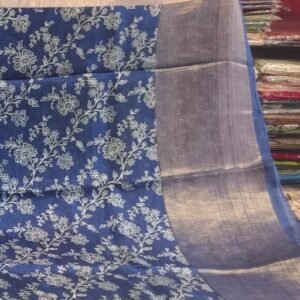 BLUE AND COPPER THREAD  PURE TUSSAR SAREE