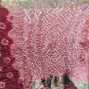 RED and PEACH WITH GOLDEN PURE BANDHINI SAREE