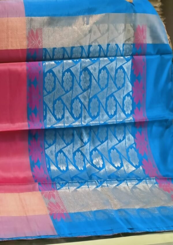 HOT PINK and SKY BLUE KUPPADAM  PATTU SAREE