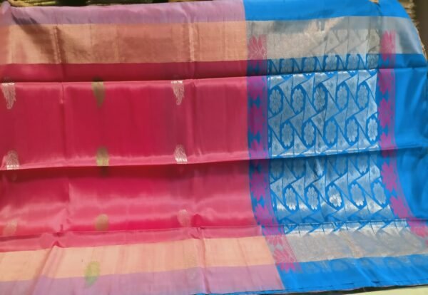 HOT PINK and SKY BLUE KUPPADAM  PATTU SAREE - Image 2